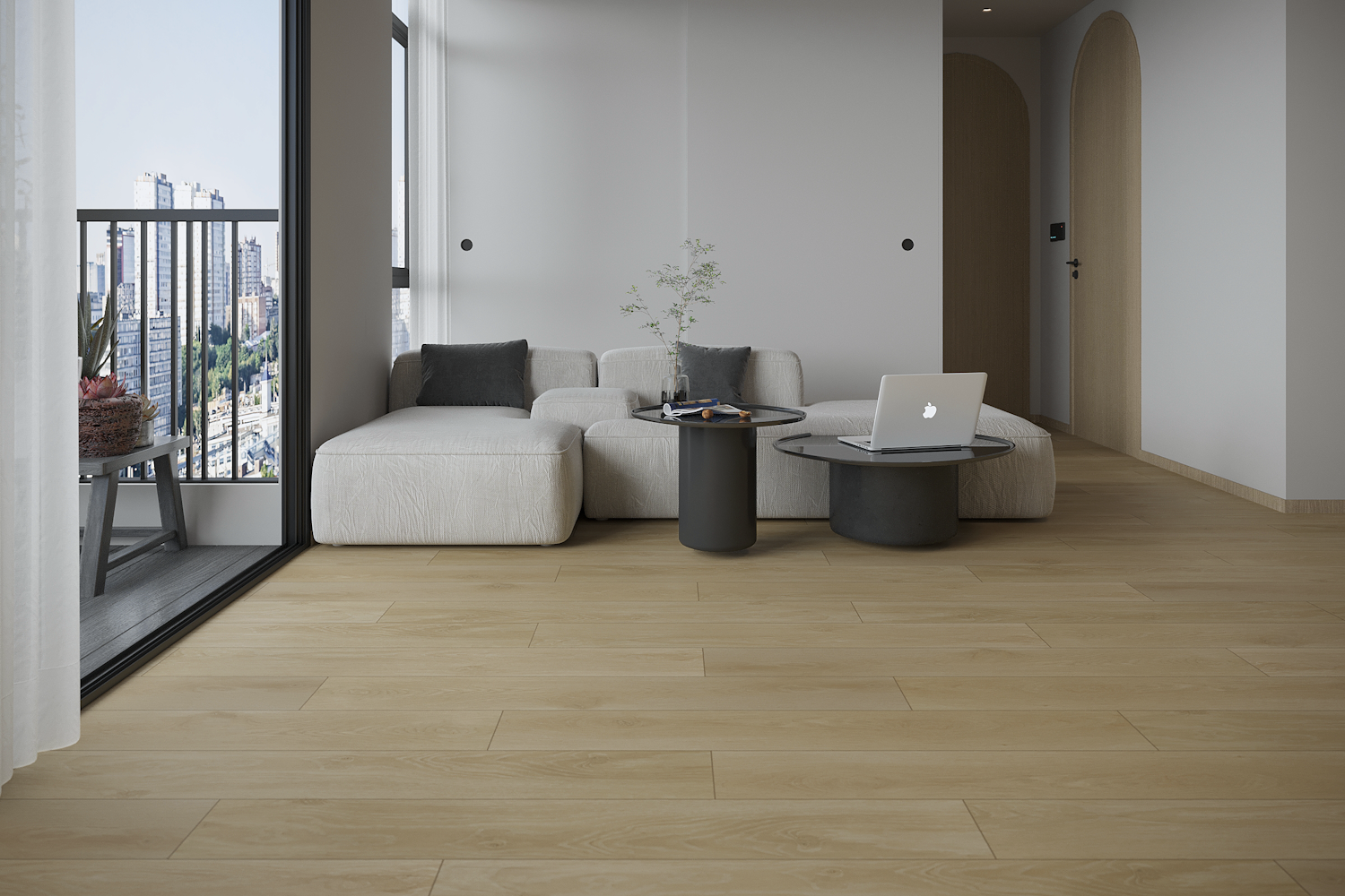 Кварцвиниловая плитка Art East замковая Art Tile Click Дуб Абердин 45-05-ATC 1220×180×4 фото в интерьере